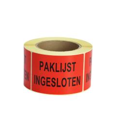 Waarschuwingsetiketten "Paklijst ingesloten"
